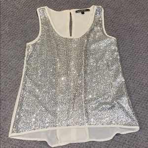 Sequin front top, sheer back